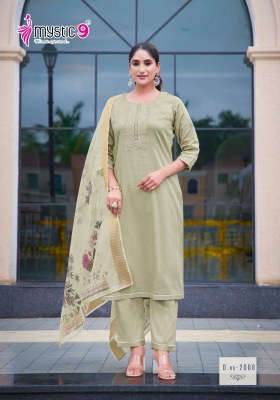 Rich Gold vol 2 by Mystic 9 Premium cotton neck embroidered straight kurti pant and dupatta catalogue at amaviexpo  readymade suit catalogs
