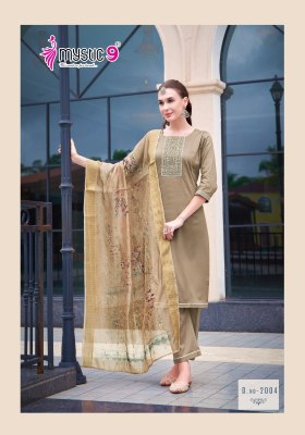 Rich Gold vol 2 by Mystic 9 Premium cotton neck embroidered straight kurti pant and dupatta catalogue at amaviexpo  readymade suit catalogs