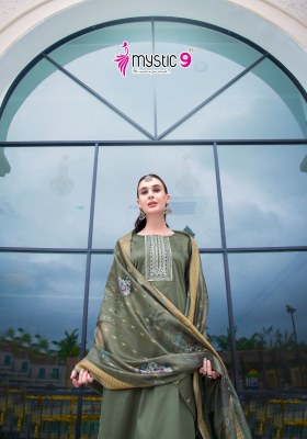 Rich Gold vol 2 by Mystic 9 Premium cotton neck embroidered straight kurti pant and dupatta catalogue at amaviexpo  readymade suit catalogs