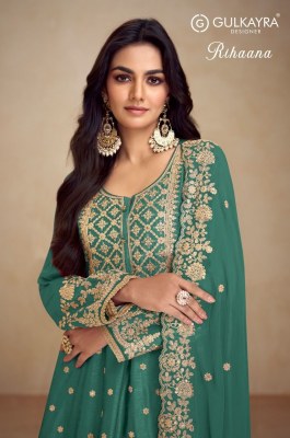 Rihaana by Gulkayra designer Heavy embroidered fancy sharara suit catalogue at affordable rate Gulkayra Designer 