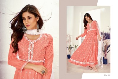 RimZim by Jinesh silk embroidered flaired kurti pant and dupatta catalogue at amaviexpo fancy Anarkali suit catalogs