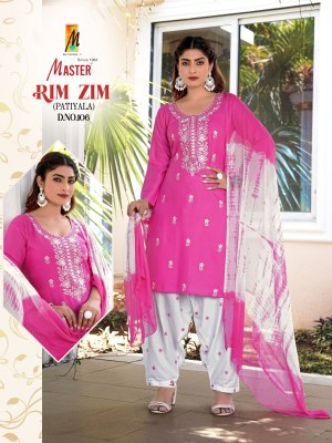 Rimzim by Master Designer reyon with work patiyala suit with dupatta catalogue at affordable rate readymade suit catalogs