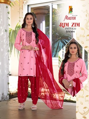 Rimzim by Master Designer reyon with work patiyala suit with dupatta catalogue at affordable rate readymade suit catalogs