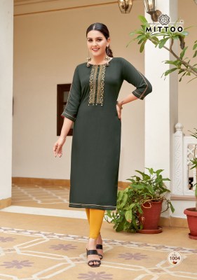Riona by Mittoo Heavy reyon Thread work straight Kurti catalogue at amaviexpo  kurtis catalogs