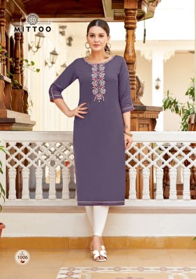 Riona by Mittoo Heavy reyon Thread work straight Kurti catalogue at amaviexpo  kurtis catalogs