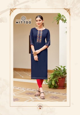 Riona by Mittoo Heavy reyon Thread work straight Kurti catalogue at amaviexpo  kurtis catalogs