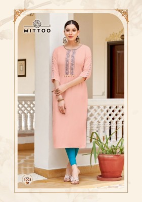 Riona by Mittoo Heavy reyon Thread work straight Kurti catalogue at amaviexpo  kurtis catalogs