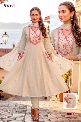 Ritvi Natural Dhabu Cotton Designer Kurti Pant with Mal Mal Dupatta kurti pant with dupatta Catalogs
