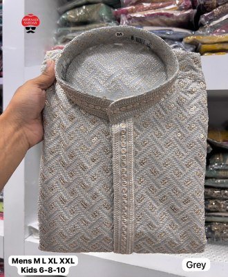 Riwaaz 2 0 Premium Embroidered Rayon Kurta with Sequins Hidden Button Patti Raymond Cotton Pyjama Wholesale kurta pajama