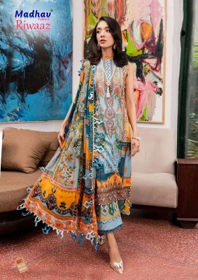 Riwaaz vol 8 by Madhav fashion pure lawn cotton unstitched dress material catalogue at affordable rate Karachi suits catalogs