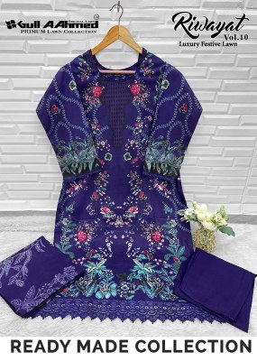 Riwayat vol 10 by Gull Ahmed Pure Lawn Cotton printed Pakistani suit catalogue at affordable rate readymade suit catalogs
