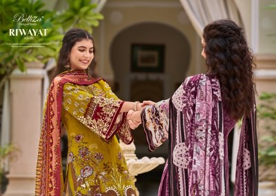 Riwayat vol 2 by Belliza Pure reyon digital printed dress material catalogue at affordable rate salwar kameez catalogs