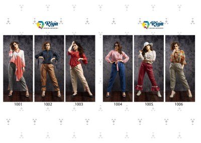 Riya Designer Western Vol 1 Handloom Cotton Top with Rayon Print And Swiss Slub Bottom Set Wholesale western wear catalogs