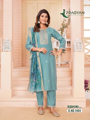 Rohini vol 1 by Pragyan chanderi digital printed kurti pant and dupatta catalogue readymade suit catalogs