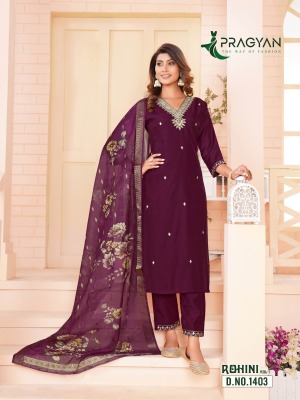 Rohini vol 1 by Pragyan chanderi digital printed kurti pant and dupatta catalogue readymade suit catalogs