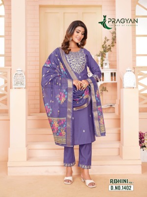 Rohini vol 1 by Pragyan chanderi digital printed kurti pant and dupatta catalogue readymade suit catalogs
