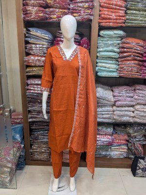 Roman Silk Kurti Pant Dupatta 3-Piece Suit Set Size wise Combo Set
