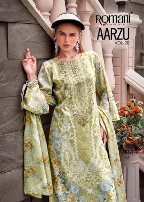Romani Aarzu Vol 20 Festive Unstitched Cotton Suit with Digital Prints And Heavy Embroidery Wholesale dress material catalogs