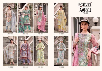 Romani Aarzu Vol 20 Festive Unstitched Cotton Suit with Digital Prints And Heavy Embroidery Wholesale dress material catalogs