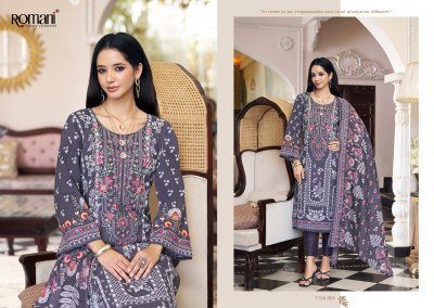 Romani Aarzu Vol-35 Pakistani Cotton Kurti Pant with Mal Mal Dupatta pakistani suit catalogs