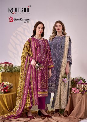 Romani Bin Kareem Vol 5 Pakistani Cotton Kurti Pant Set with Dupatta 