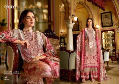 Romani Mahira Vol 2 Unstitched Soft Cotton Suit with Heavy Embroidery And Mal Mal Dupatta Wholesale dress material catalogs