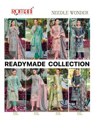 Romani Presents Needle Wonder Premium Soft Cotton Readymade Heavy Embroidery Work Kurti Pant  with Mal Mal Dupatta Wholesale  kurtis catalogs