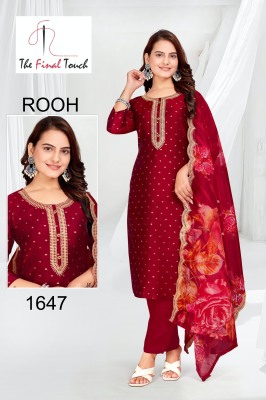 Rooh by R R fashion designer embroidered kurti pant and dupatta catalogue at low rate readymade suit catalogs
