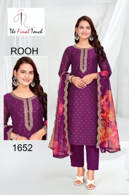 Rooh by R R fashion designer embroidered kurti pant and dupatta catalogue at low rate readymade suit catalogs