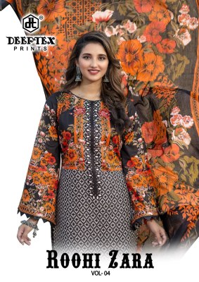 Roohi Zara vol 4 by Deeptex Heavy Lawn Cotton unstitched dress material catalogue at affordable rate salwar kameez catalogs