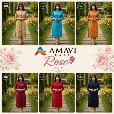 Rose Vol 4 Premium Twill Rayon Kurti Collection kurtis catalogs