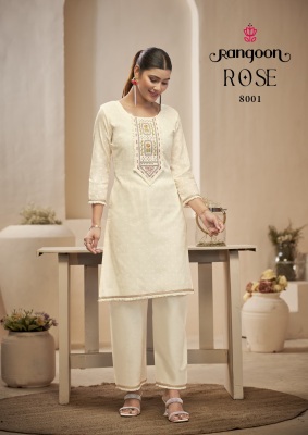 Rose by Rangoon pure Cotton Dobby Fancy Work Neck Work Top with Bottom at amavi expo kurtis catalogs
