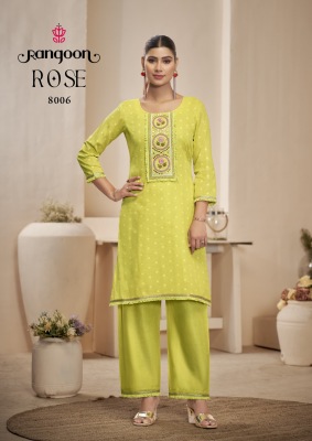 Rose by Rangoon pure Cotton Dobby Fancy Work Neck Work Top with Bottom at amavi expo kurtis catalogs
