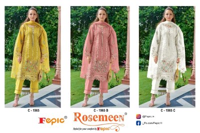 Rosemeen 1965 by Fepic Organza Embroidered Handwork Pakistani suit with wholesale price pakistani suit catalogs