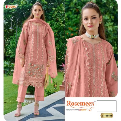 Rosemeen 1965 by Fepic Organza Embroidered Handwork Pakistani suit with wholesale price pakistani suit catalogs