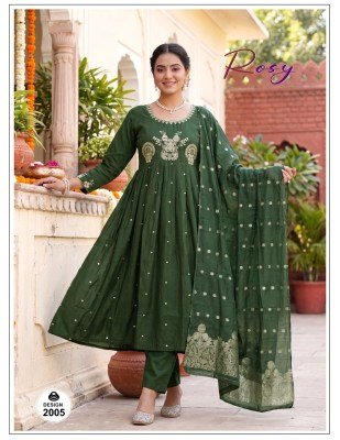 Rosy Roman Silk Dori Sequence Embroidery Kurti Pant with Jacquard Dupatta 3 Piece Set kurti pant with dupatta Catalogs