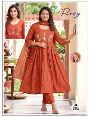 Rosy Roman Silk Dori Sequence Embroidery Kurti Pant with Jacquard Dupatta 3 Piece Set kurti pant with dupatta Catalogs