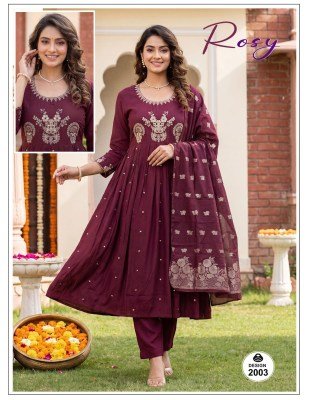 Rosy Roman Silk Dori Sequence Embroidery Kurti Pant with Jacquard Dupatta 3 Piece Set kurti pant with dupatta Catalogs
