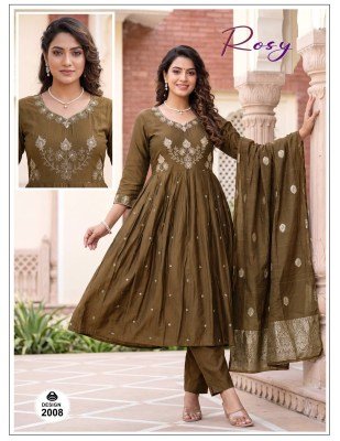 Rosy Roman Silk Dori Sequence Embroidery Kurti Pant with Jacquard Dupatta 3 Piece Set kurti pant with dupatta Catalogs