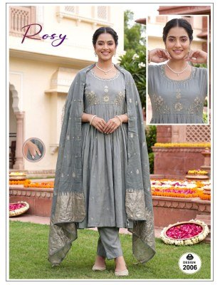 Rosy Roman Silk Dori Sequence Embroidery Kurti Pant with Jacquard Dupatta 3 Piece Set kurti pant with dupatta Catalogs