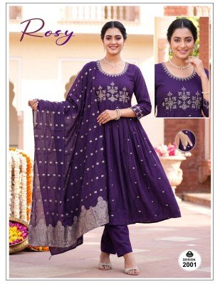 Rosy Roman Silk Dori Sequence Embroidery Kurti Pant with Jacquard Dupatta 3 Piece Set kurti pant with dupatta Catalogs
