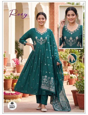 Rosy Roman Silk Dori Sequence Embroidery Kurti Pant with Jacquard Dupatta 3 Piece Set kurti pant with dupatta Catalogs