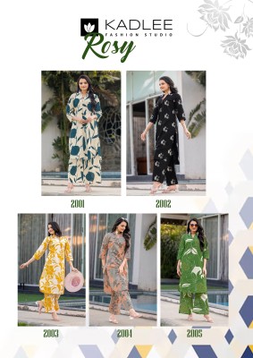 Rosy by Kadlee Flex reyon printed Kurta with pant in budget range readymade suit catalogs