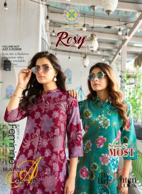 Rosy vol 1 by passion Tree Heavy Printed Reyon With Discharge Print top with bottom catalogue at affordable rate wholesale catalogs
