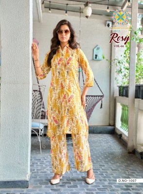 Rosy vol 1 by passion Tree Heavy Printed Reyon With Discharge Print top with bottom catalogue at affordable rate kurtis catalogs