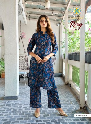 Rosy vol 1 by passion Tree Heavy Printed Reyon With Discharge Print top with bottom catalogue at affordable rate kurtis catalogs