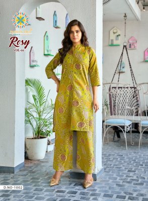 Rosy vol 1 by passion Tree Heavy Printed Reyon With Discharge Print top with bottom catalogue at affordable rate kurtis catalogs