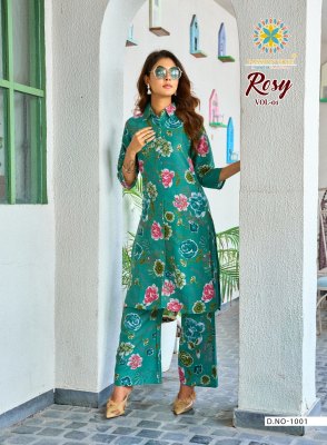 Rosy vol 1 by passion Tree Heavy Printed Reyon With Discharge Print top with bottom catalogue at affordable rate kurtis catalogs
