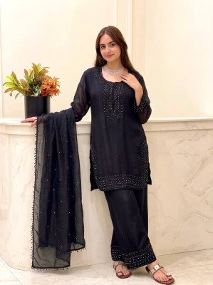 Royal Beads Fandy Silk Embroidered Palazzo Suit Set with Dupatta 