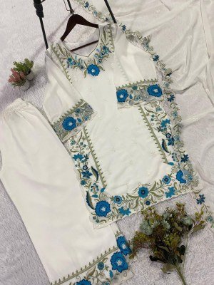 Royal Elegance Embroidered Fox Georgette Top Palazzo Set with Dupatta readymade suit catalogs
